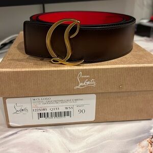 M CL Logo Belt   Color:Havane/BK/Antic Gold